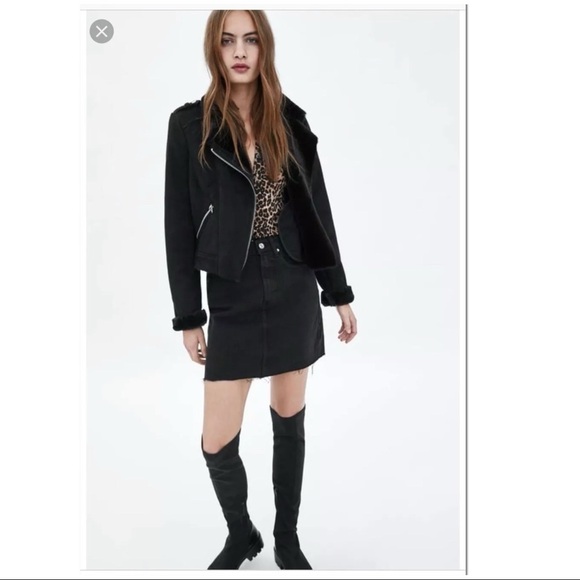 Zara fur-lined and fur-trimmed biker jacket XL - Picture 3 of 12